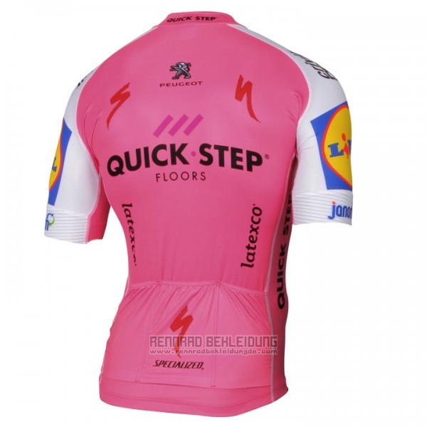 2017 Fahrradbekleidung Quick Step Rosa Trikot Kurzarm und Tragerhose